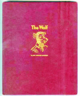 Here's the embossed picture on the book boards, a wonderful surprise image that can be seen when the dust jacket is removed (from The Wolf, published 1945)